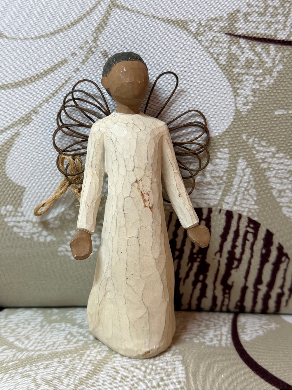 Willow Tree Cream Angel Figurine with Brown Wire Wings
